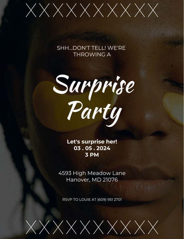 Black Minimalist Surprise Party Invitation Template