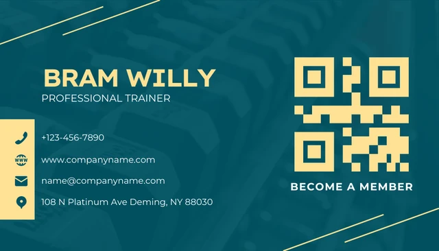 Teal And Yellow Modern Photo Fitness Business Card - Seite 2
