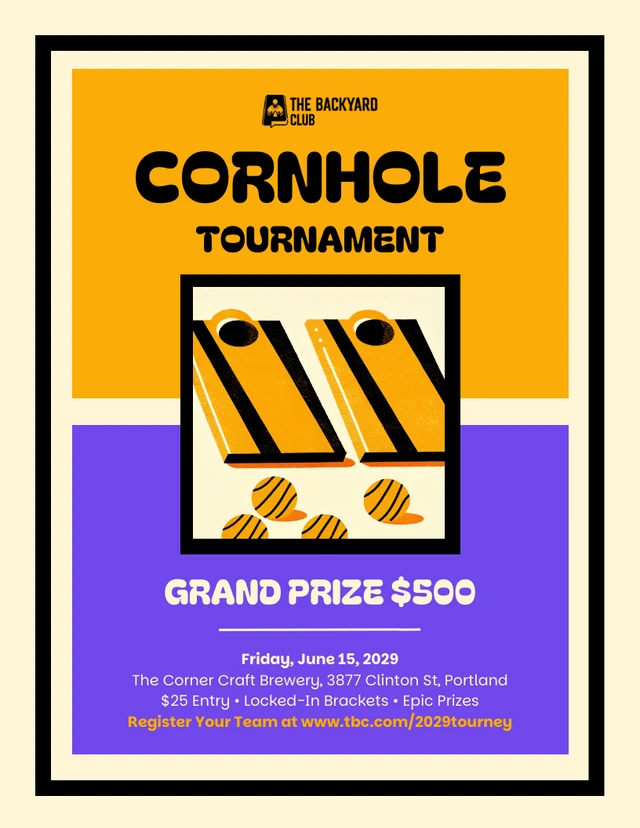 Cornhole Tournament Flyer Template Cornhole Tournament Flyer Template