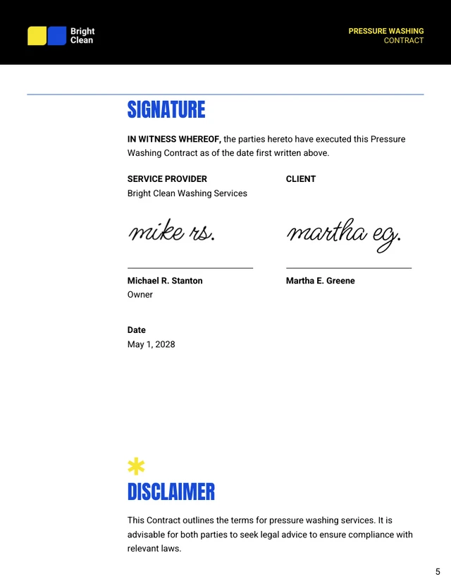 Pressure Washing Contract Template - page 5