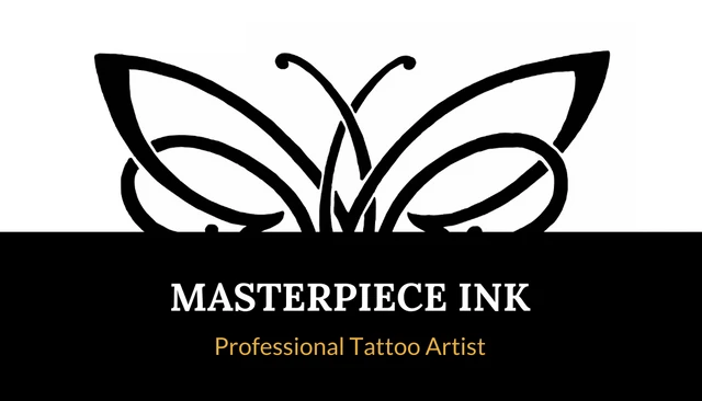 Black And White Simple Outline Tattoo Business Card - Page 1