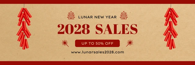 Rote und braune klassische Vintage-Lunar-Neujahr-Banner-Vorlage