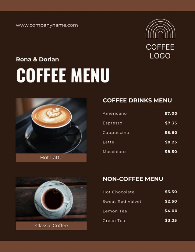 Dark Brown Modern Photo Collage Coffee-Shop Menu Template