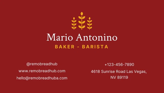 Red And Yellow Modern Bakery Business Card - Page 2
