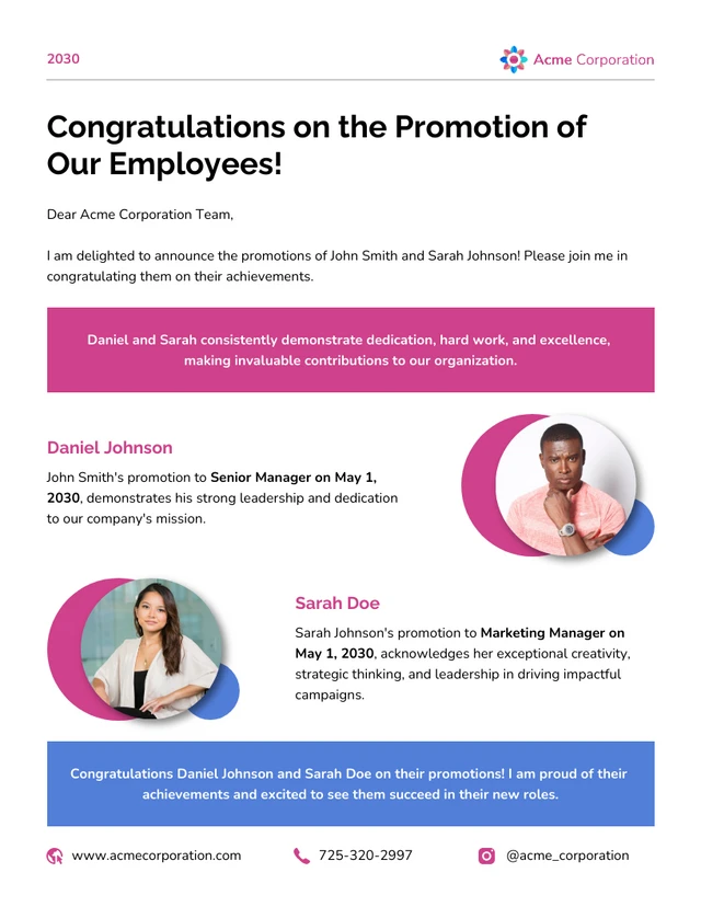 Congratulatory Promotion Announcement Email Newsletter Template