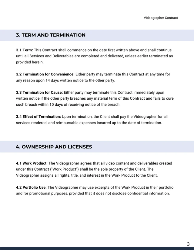 Videographer Contract Template - Seite 3