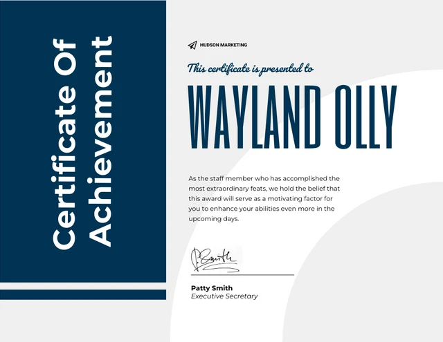 Light Grey And Navy Minimalist Professional Certificate Template