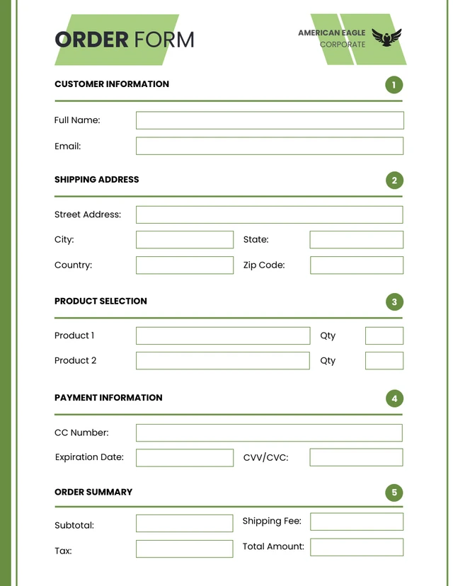 Simple Green Order Ecommerce Forms Template
