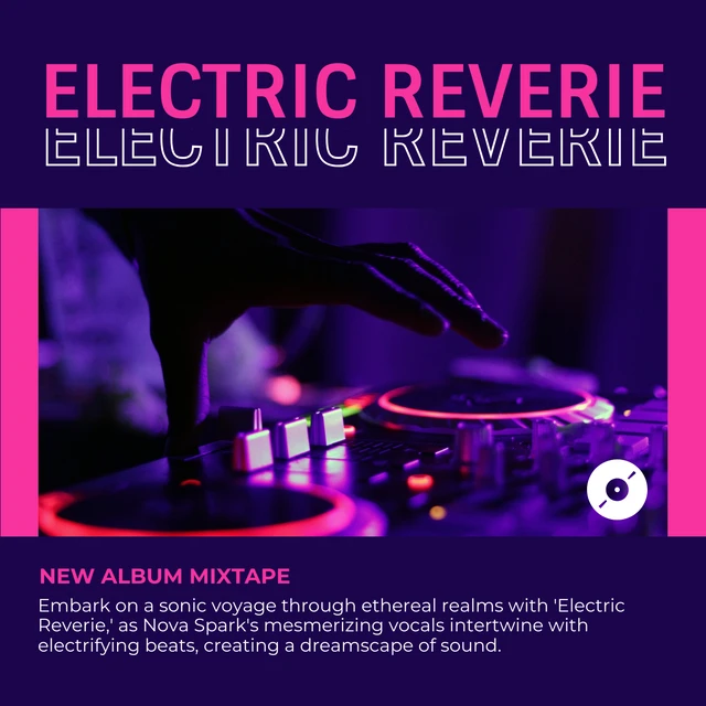 Modèle de couverture d'album de mixtape moderne violet foncé et rose