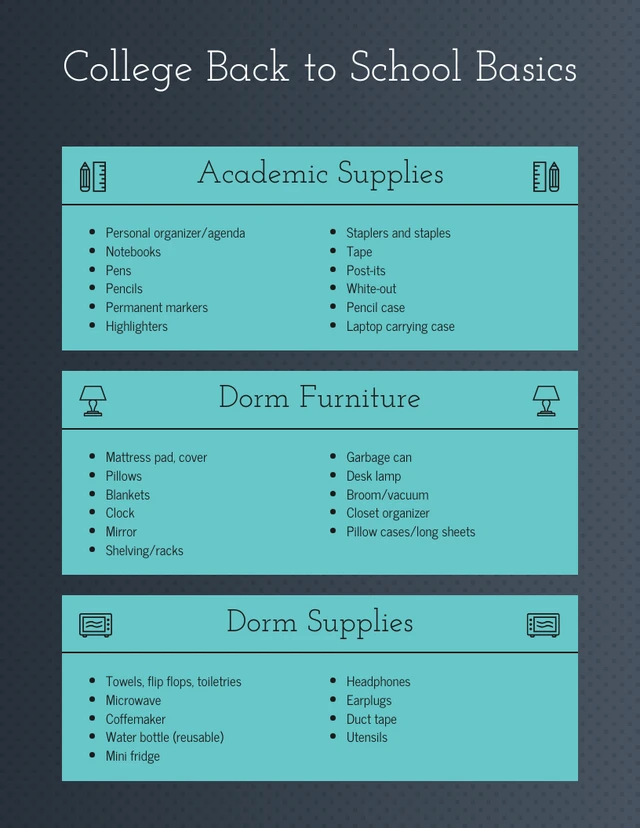 Dark Simple School Shopping List