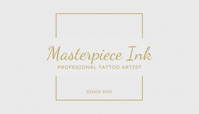 Grey And Gold Aesthetic Minimalist Tattoo Business Card - page 1