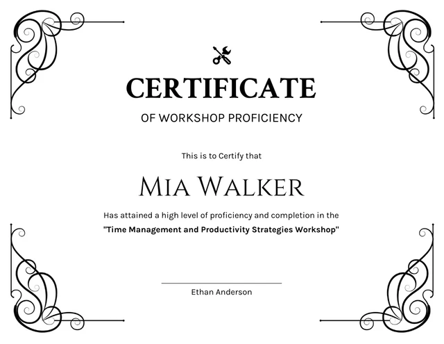 Black and White Classic Ornament Workshop Certificate Template