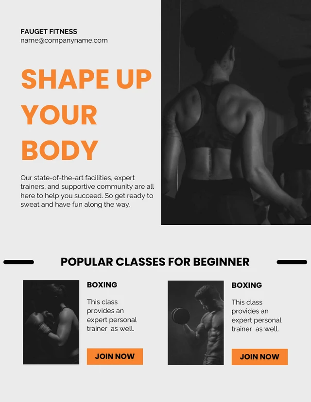 Minimalist And Modern Orange Black Fitness Health Newsletter