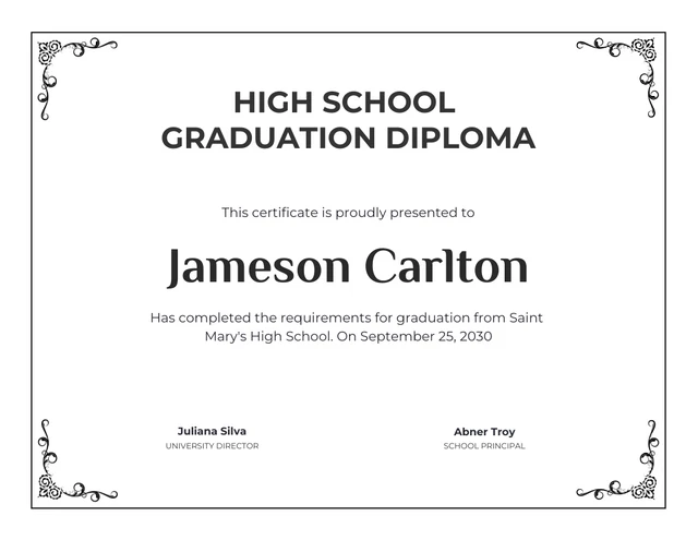 Light Grey Classic Ornament Diploma Certificate Template
