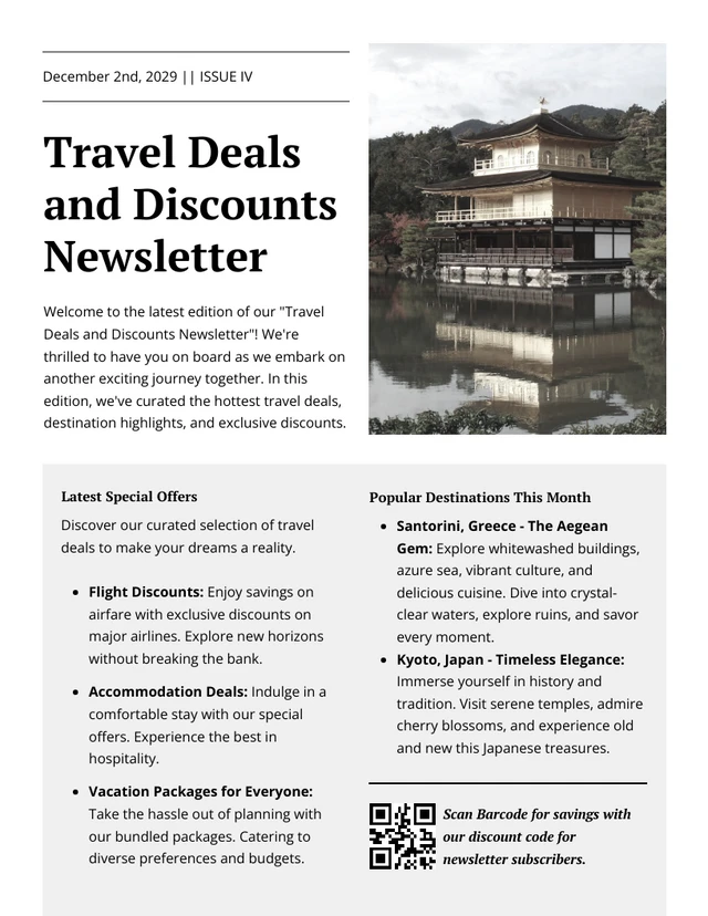 Travel Deals and Discounts Newsletter Template