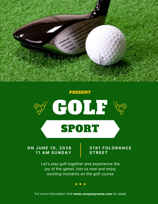 Dunkelgrüne einfache Foto-Golf-Sport-Poster-Vorlage