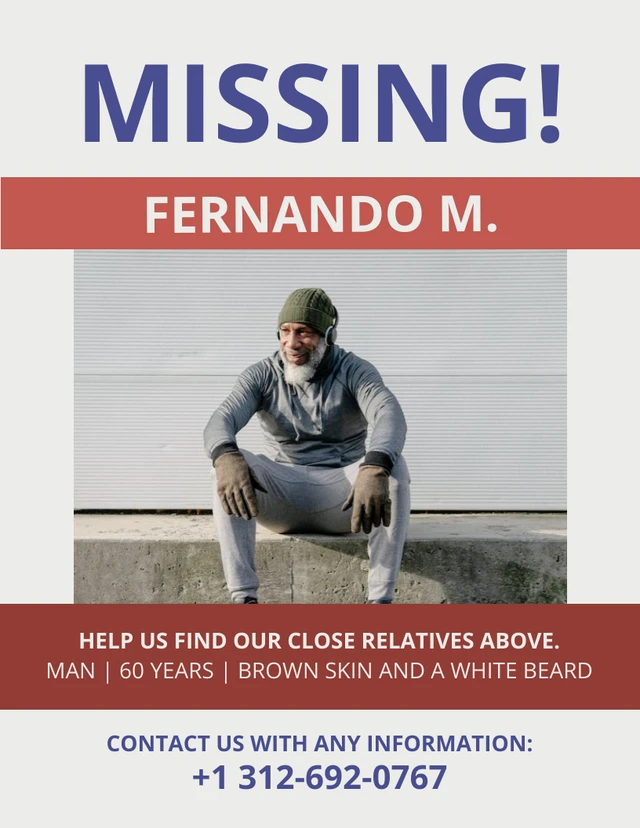 Red And White Simple Missing Person Poster Template