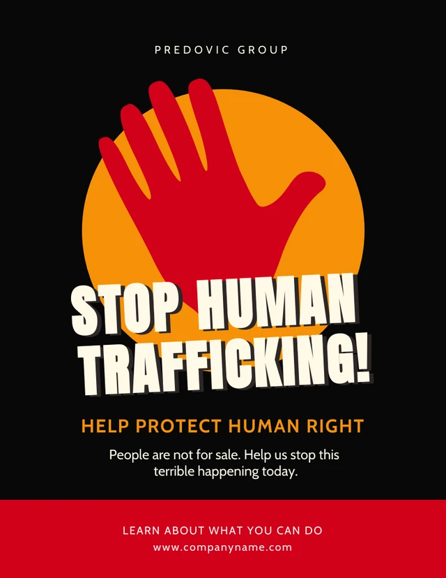 Black And Yellow Simple Illustration Human Trafficking Poster Template