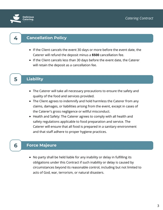 Catering Contract Template - page 3