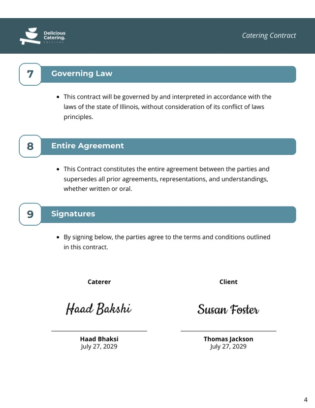 Catering Contract Template - page 4