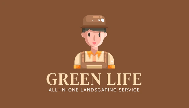 Dark Brown Minimalist Aesthetic Illustratin Landscaping Service Business Cards - Page 1