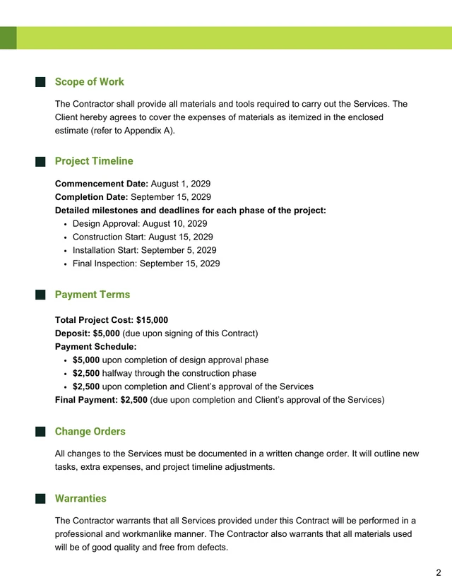 Woodworking Contract Template - صفحة 2