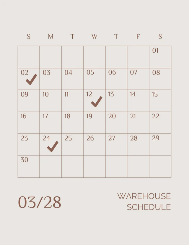 Brown and Mercury Calendar Grid Schedule Template