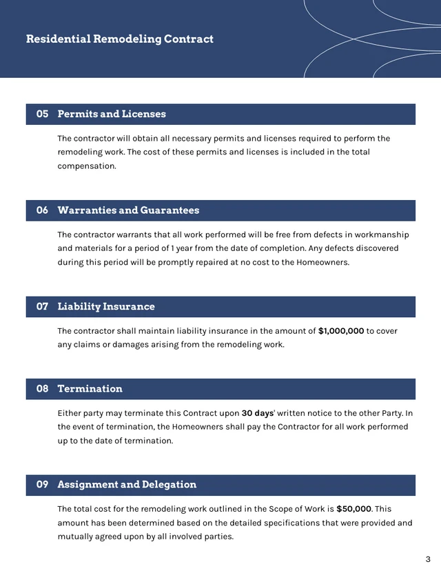 Residential Remodeling Contract Template - صفحة 3