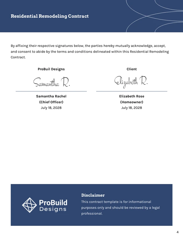 Residential Remodeling Contract Template - Seite 4