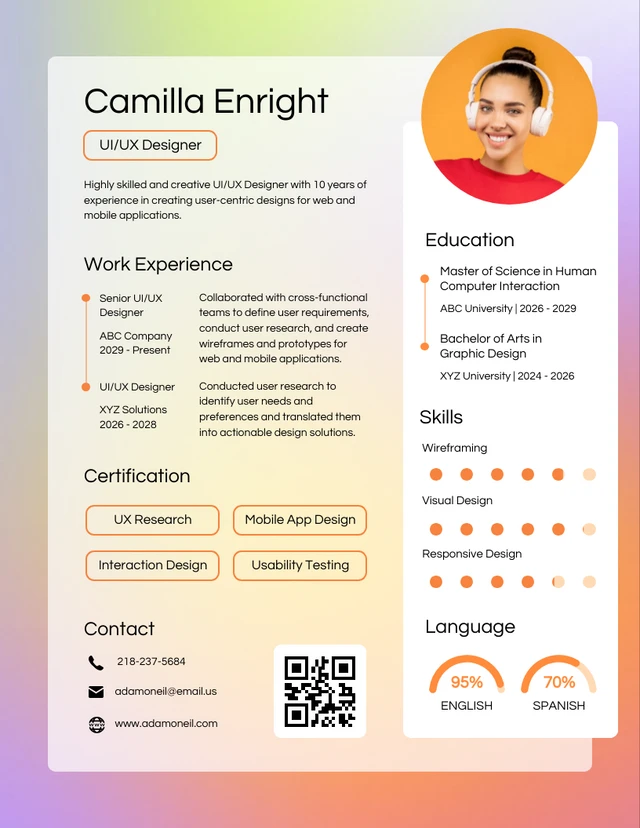 Colorfull UI/UX Tech Resume Template