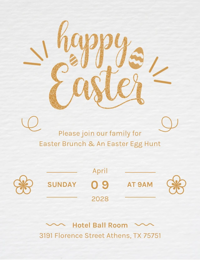 Light Grey Modern Texture Illustration Happy Easter Invitation Template