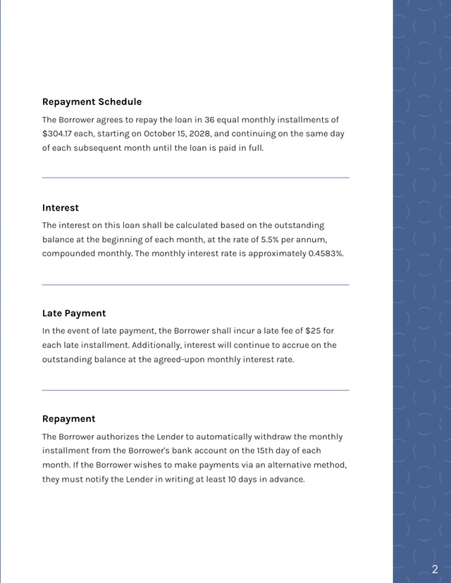 Blue and White Simple Loan Contracts - Page 2