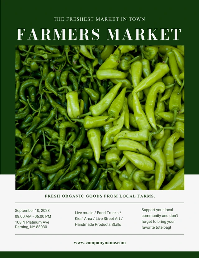 Dark Green Light Grey Modern Farmers Market Poster Template