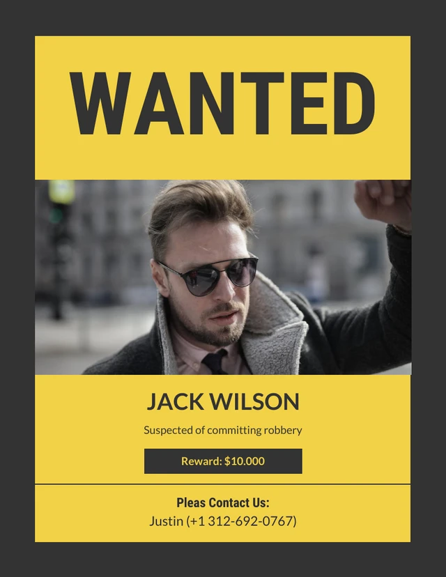 Black And Yellow Square Wanted Poster Template