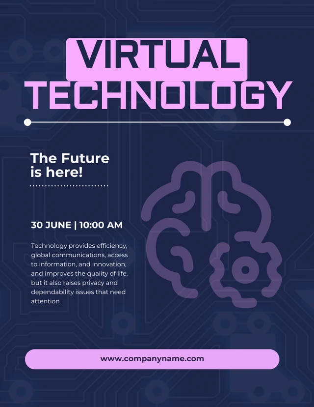 Modèle d'Affiche de technologie virtuelle professionnelle moderne violet foncé et lilas