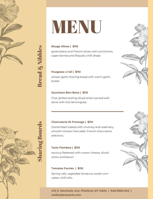 Yellow And White Modern Classic Illustration French Menu Template