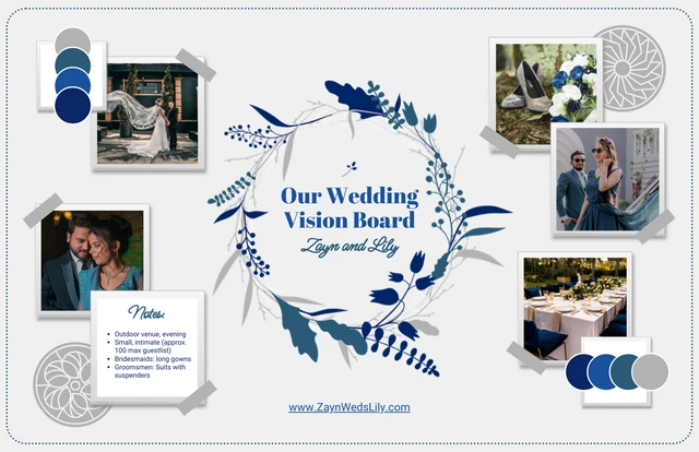 Vorlage für ein Vision Board für die Hochzeitsplanung