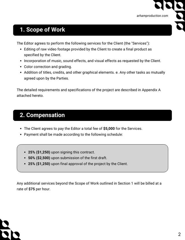 Film Editor Contract Template - page 2