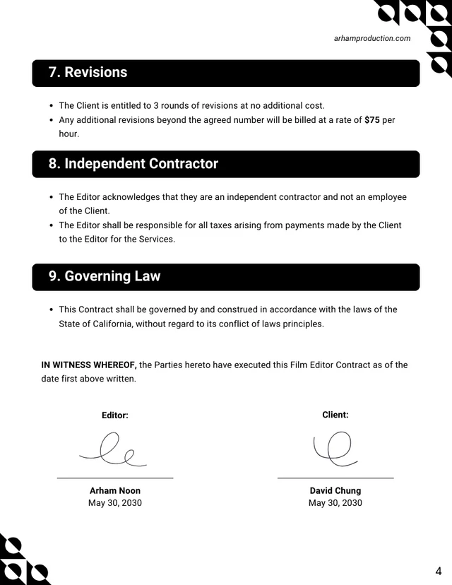 Film Editor Contract Template - Página 4