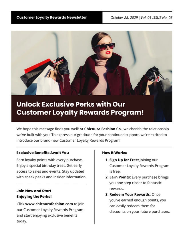 Customer Loyalty Rewards Newsletter Template