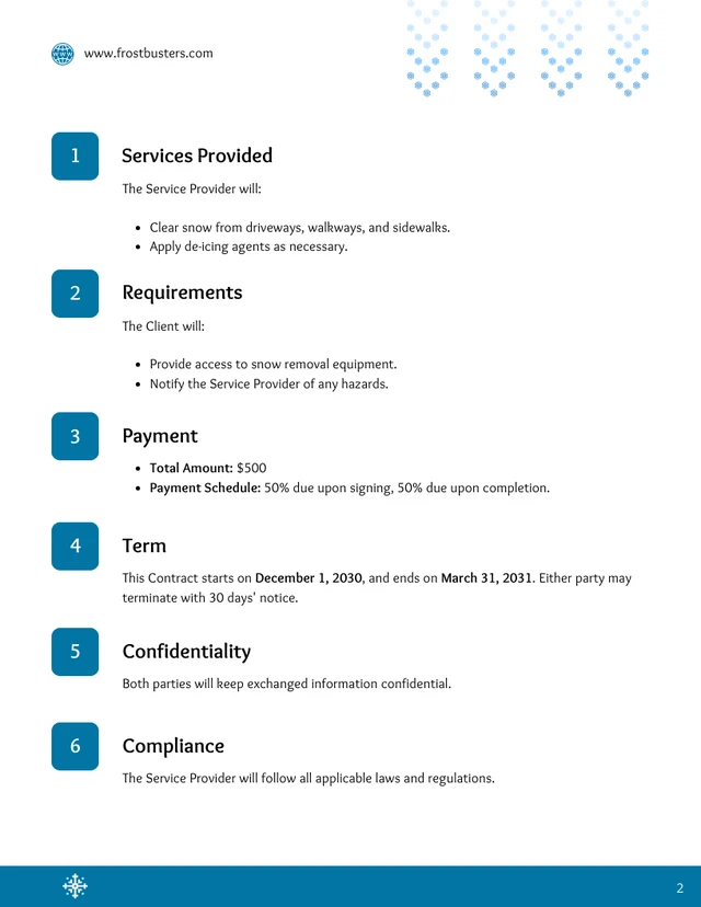 Residential Snow Removal Contract Template - page 2