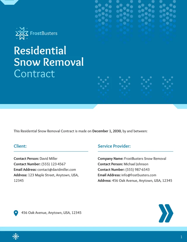 Residential Snow Removal Contract Template - Página 1