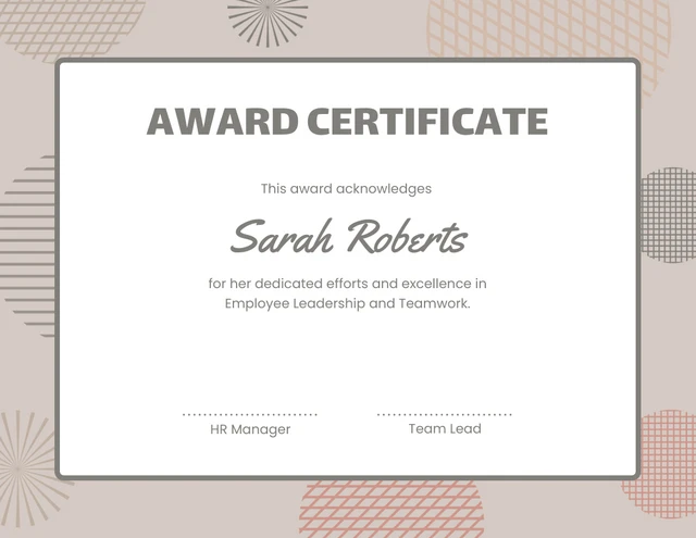 Beige Abstract Pattern Award Certificate Template