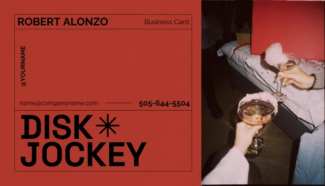 Red Disk Jockey Business Card - Page 1