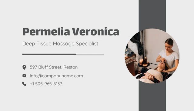 Light Grey and Black Massage Therapist Business Card - Page 2