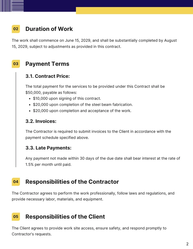 Welding Contract Template - page 2