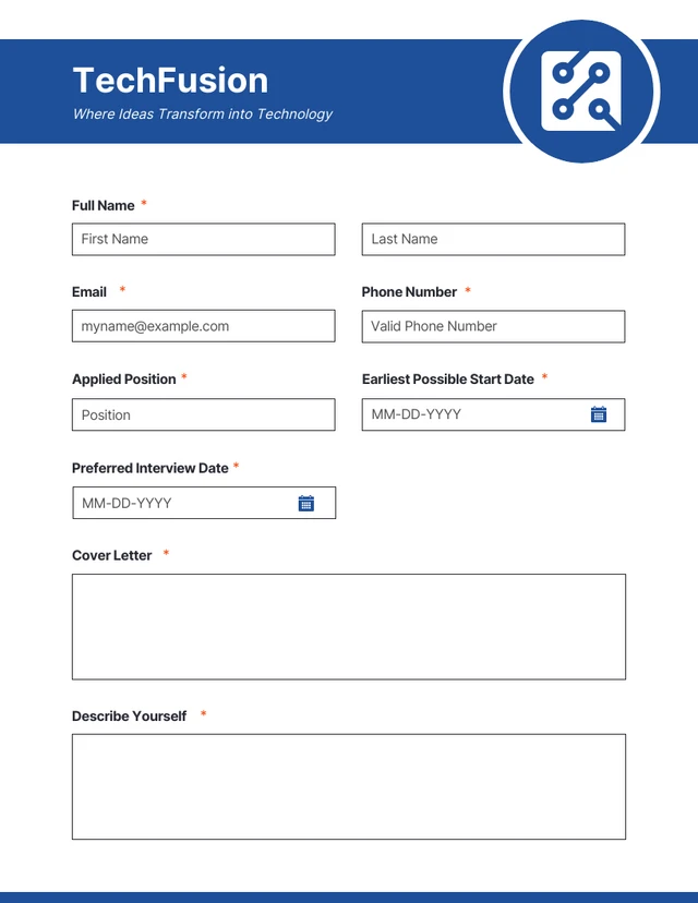 Clean White and Blue Business Form Template