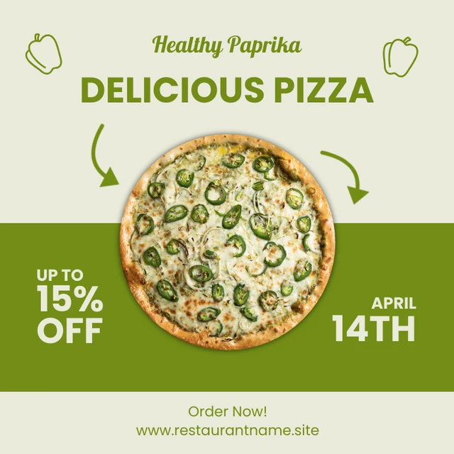 Green Pastel Classic Delicious Pizza Instagram Banner