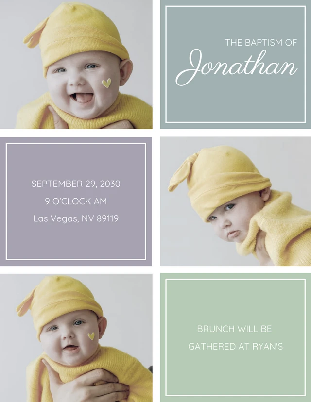 Colourful Grid Yellow Red Baptism Invitation Template