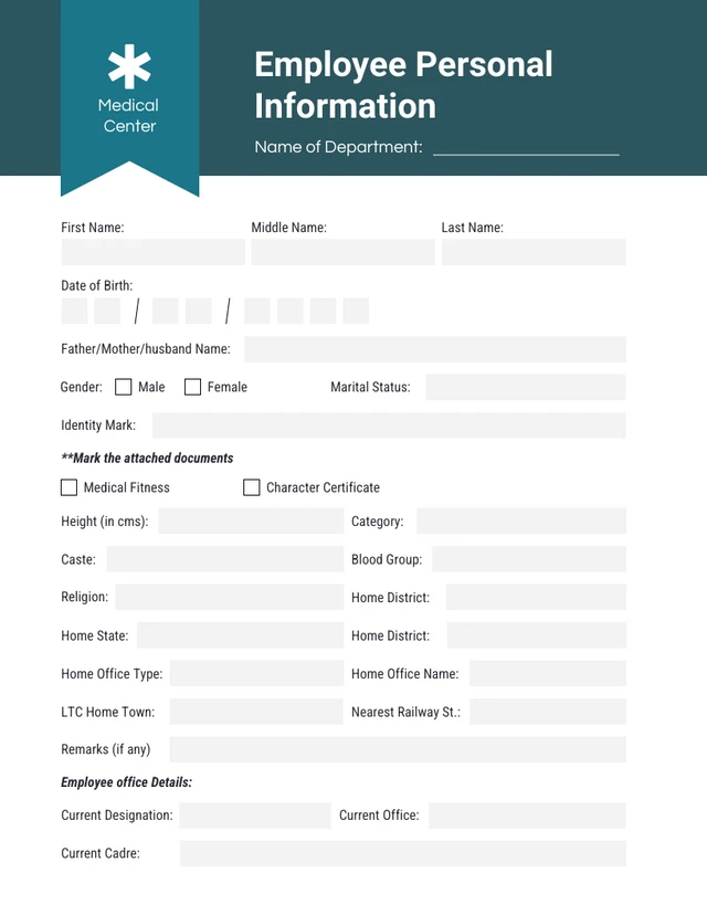 Green and White Modern Simple Personal Forms Template